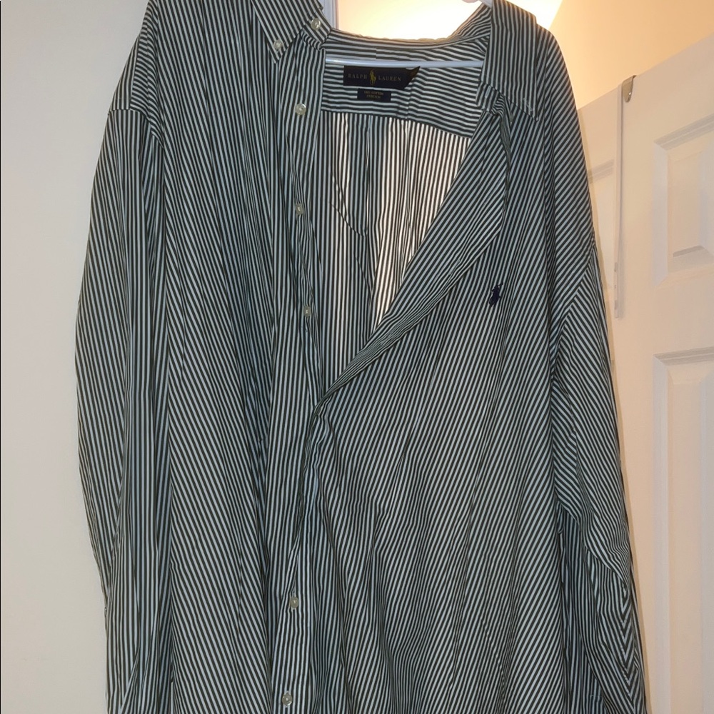 Ralph Lauren green and White Pinstripe Casual Shirt